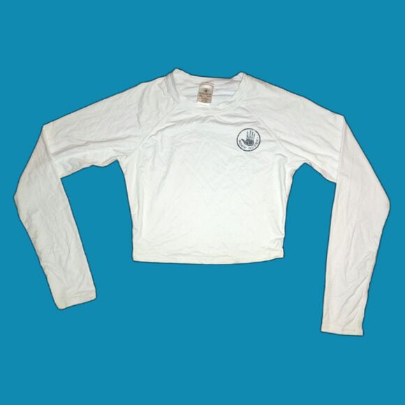Body Glove Smoothies Let It Be Cross-Over Crop Top Rash Guard Size Small Snow - Picture 1 of 7
